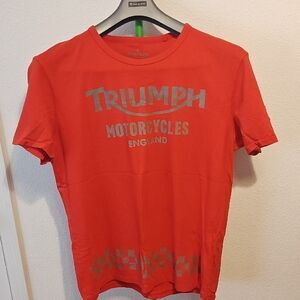 Lucky Brand Triumph Motorcycles Neon Red w/Reflective Graphics Tee Men's Large
